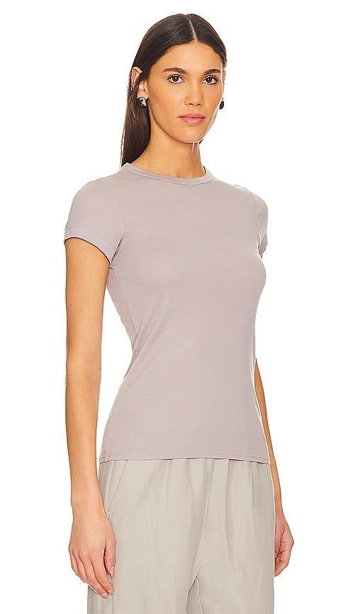 Enza Costa Supima Cotton Cap Sleeve Crew in Beige. Product Image