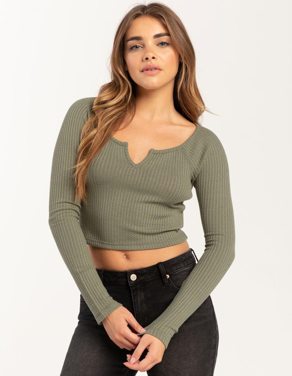 ROXY Waffle Cropped Womens Top Product Image