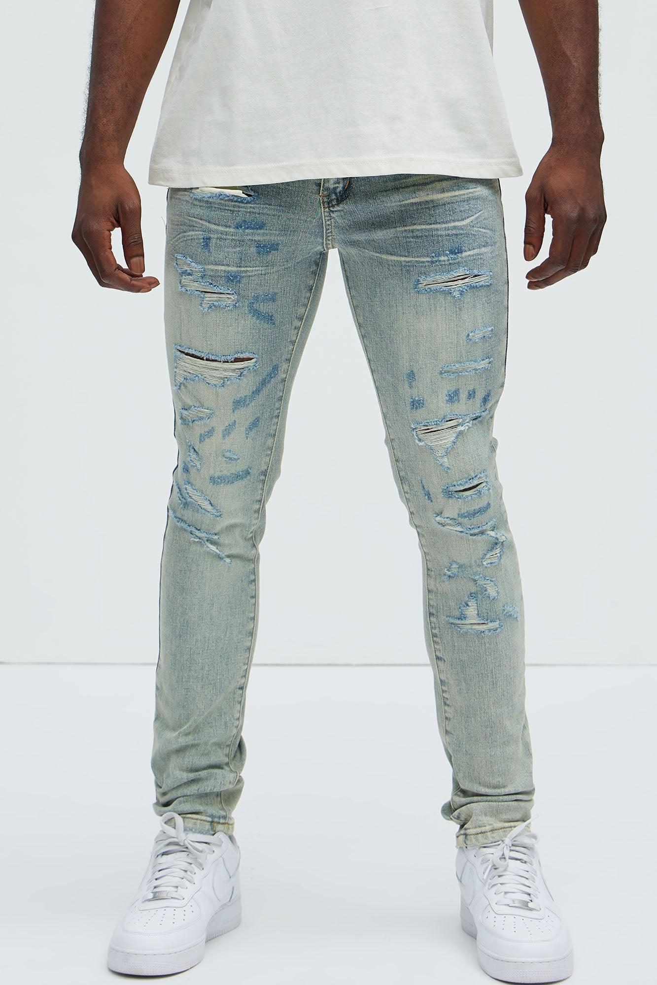 Not Like Us Distressed Skinny Jeans - Medium Wash product image