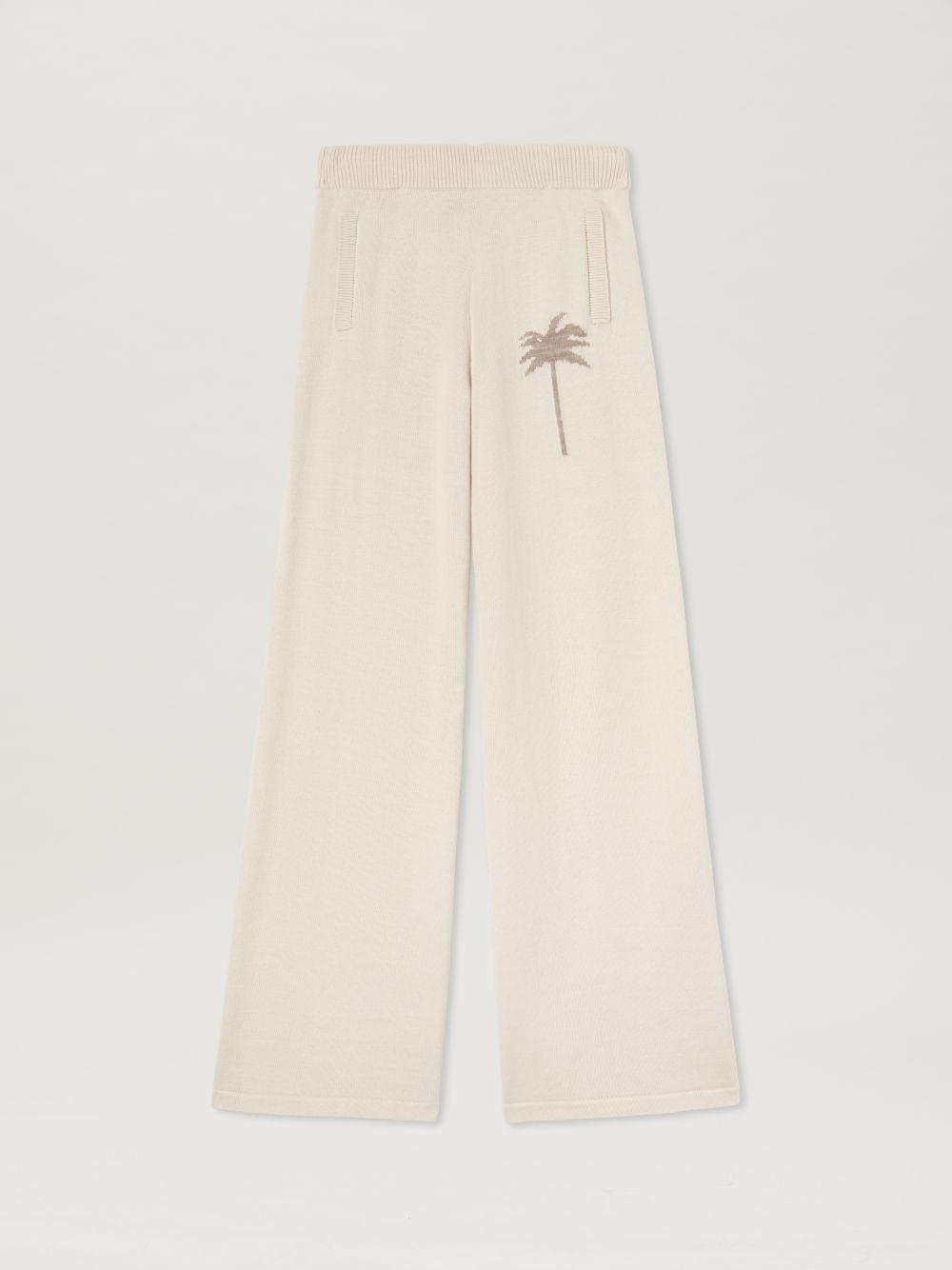 Palm Inlay Track knit pants in  0362 off white - camel  - Palm Angels® Official  Product Image