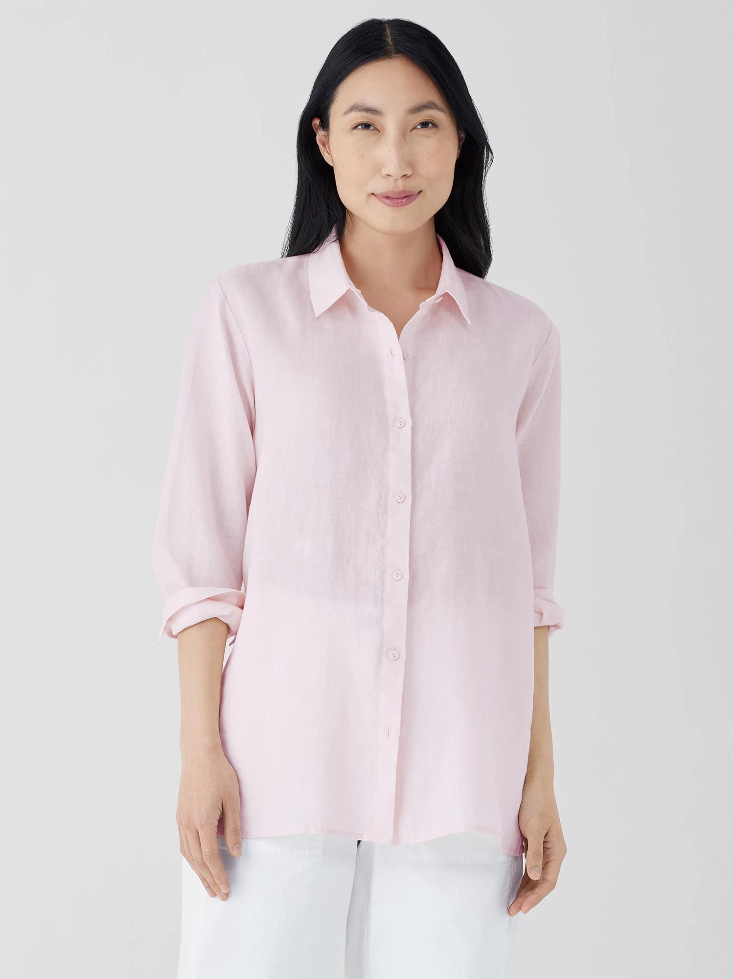 EILEEN FISHER Organic Handkerchief Linen Classic Collar Shirtfemale Product Image