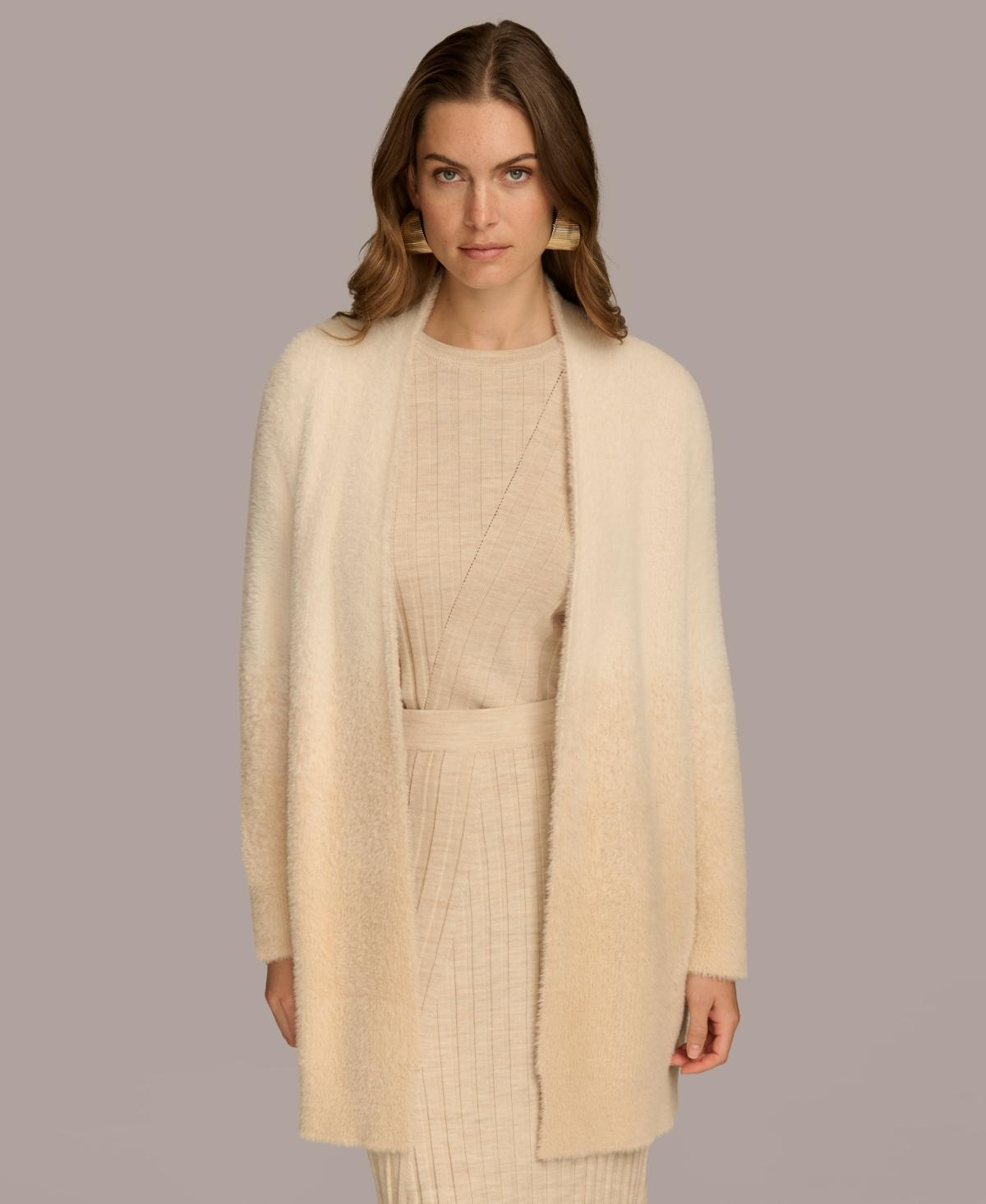 Donna Karan New York Womens Ombre Eyelash Cardigan - Ivory Product Image