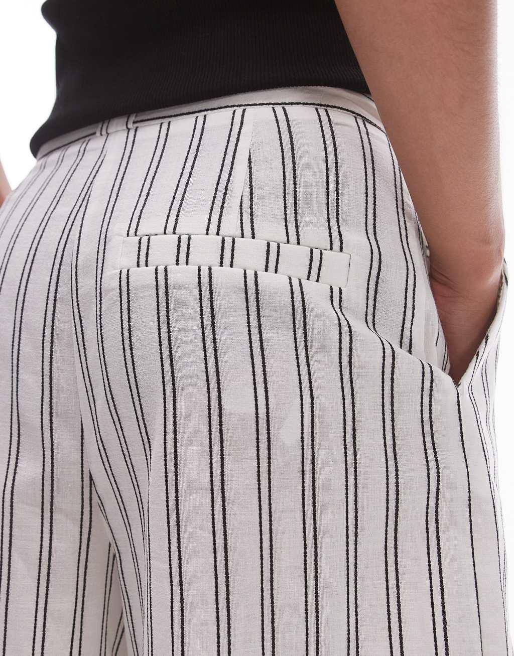 Topshop stripe tailored short in mono Product Image