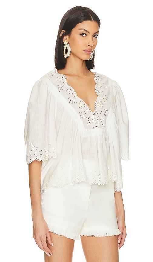 Costa Eyelet Top In Bright White Product Image