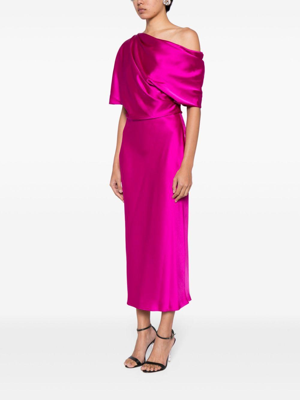 off-shoulder draped midi dress Product Image