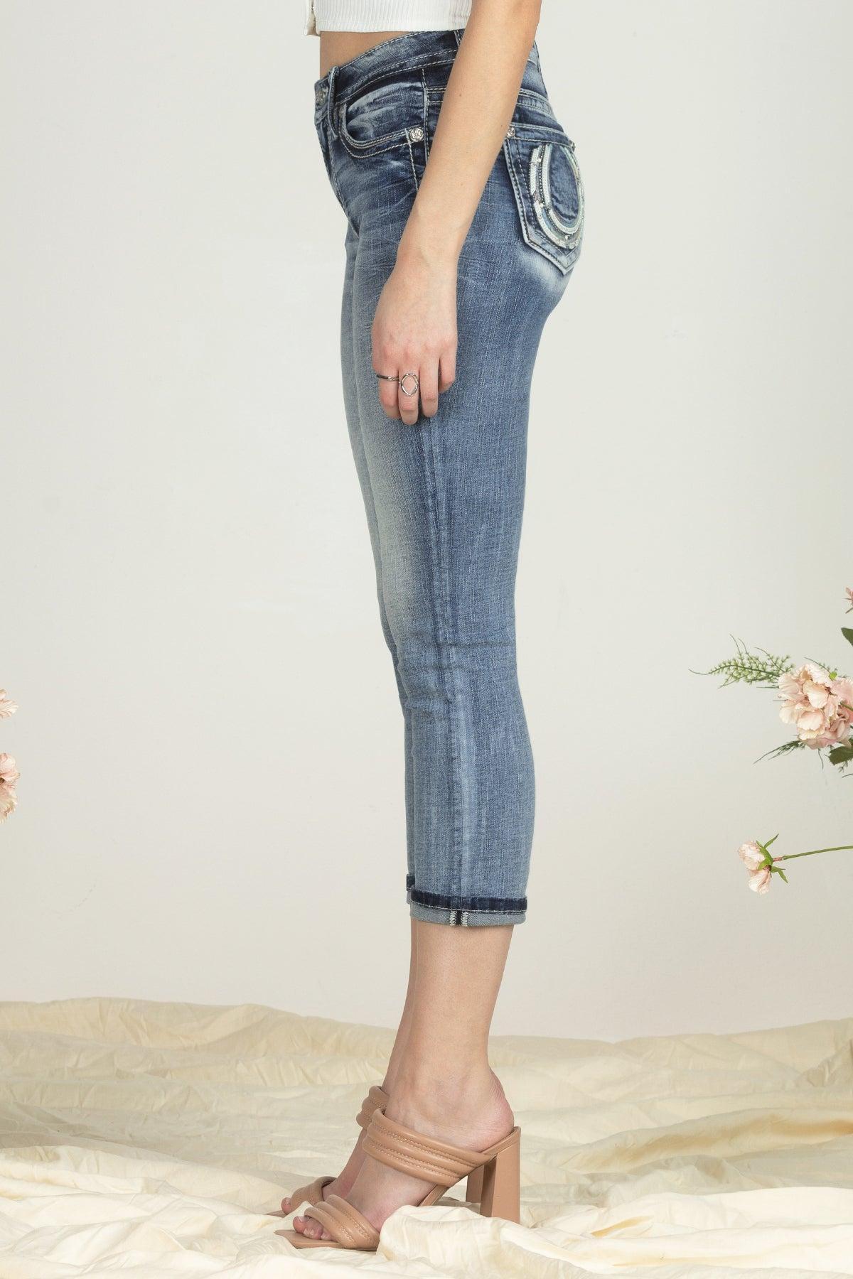 Horseshoe Blues Denim Capri Product Image