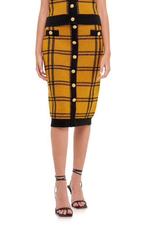 English Factory Plaid Double Knit Midi Pencil Skirt Product Image