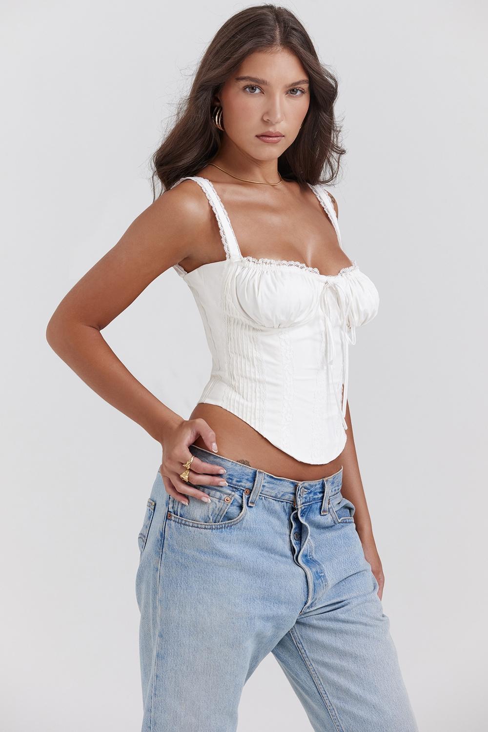 Gini White Lace Back Corset Product Image