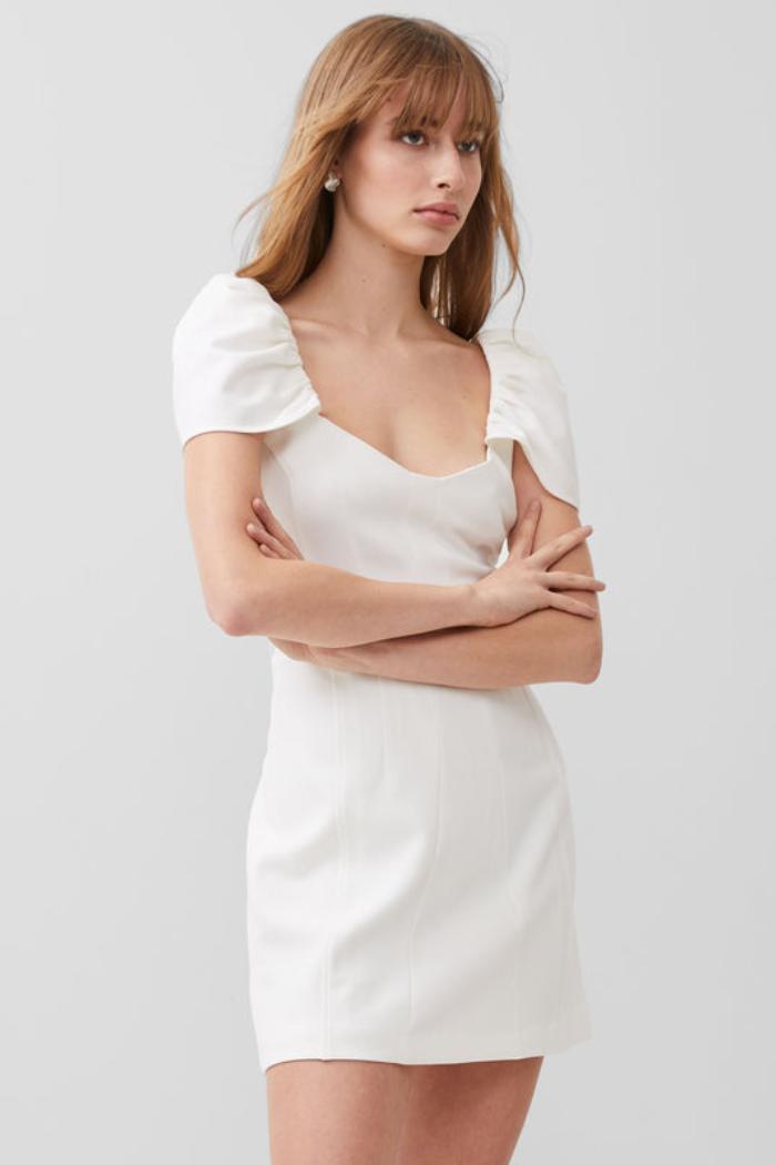 Whisper Gathered Sleeve Dress- Summer White Product Image