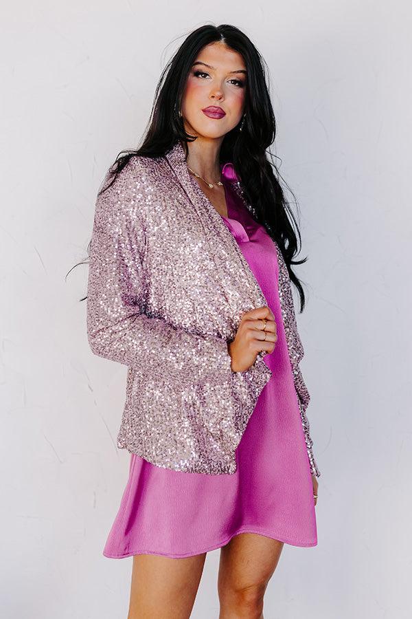 Splash Of Luxury Sequin Blazer In Blush Product Image