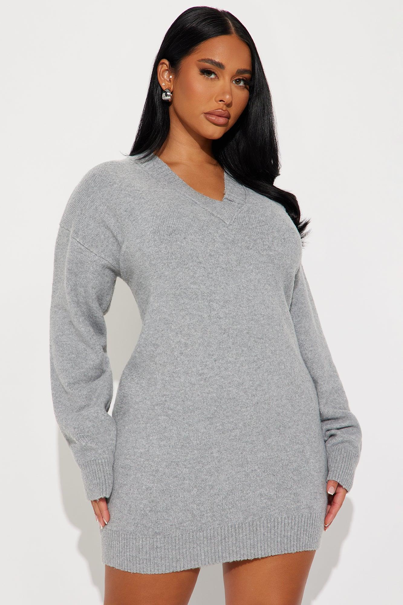 Dexter Sweater Mini Dress - Heathered Grey Product Image