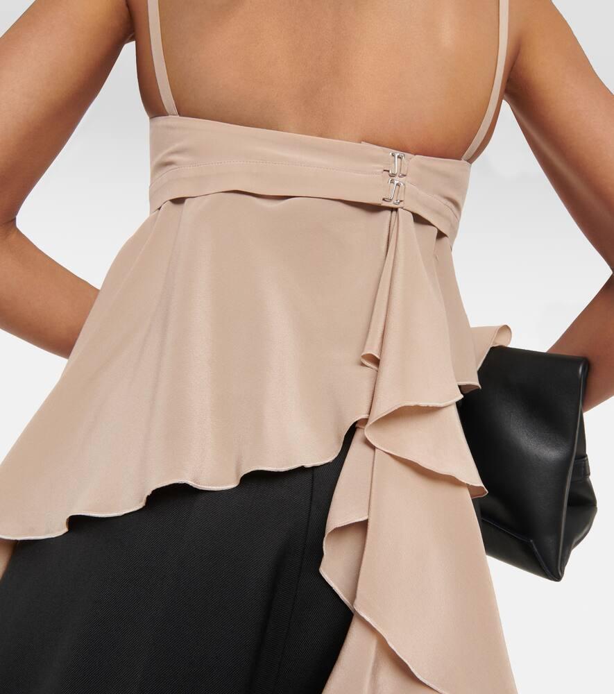 Ruffled Asymmetric Cami Top In Taupe Product Image