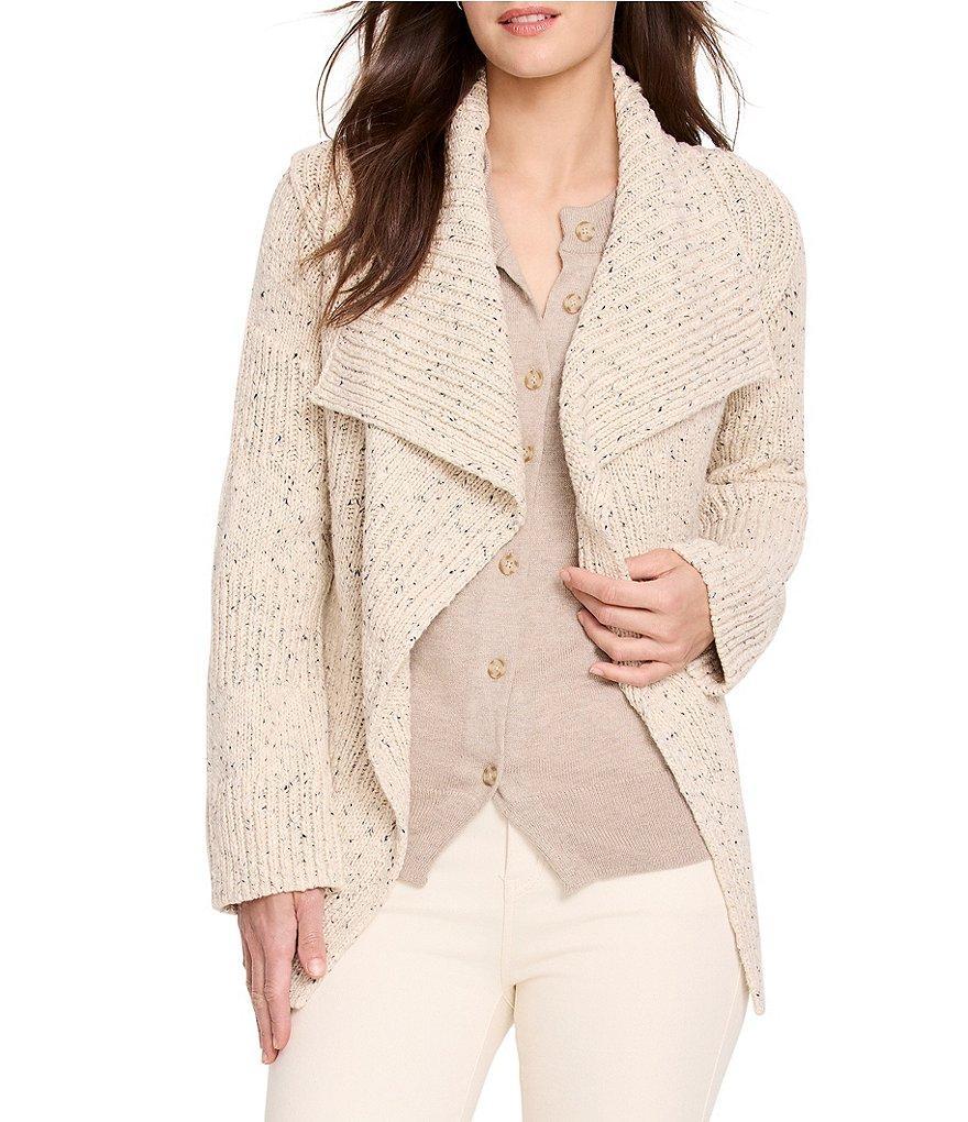 NIC + ZOE Textured Tweed Knit Shawl Collar Long Sleeve Cardigan Product Image