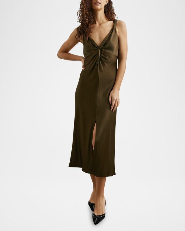 Viviana Twisted Satin Midi Dress Product Image