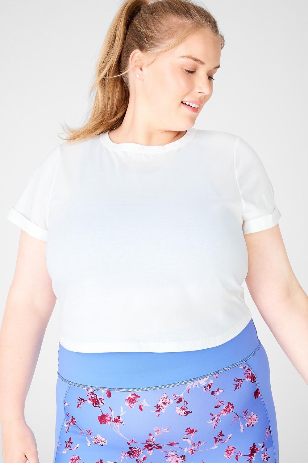 Fabletics 100% Cotton Fitted Tee Womens white plus Size 2X Product Image