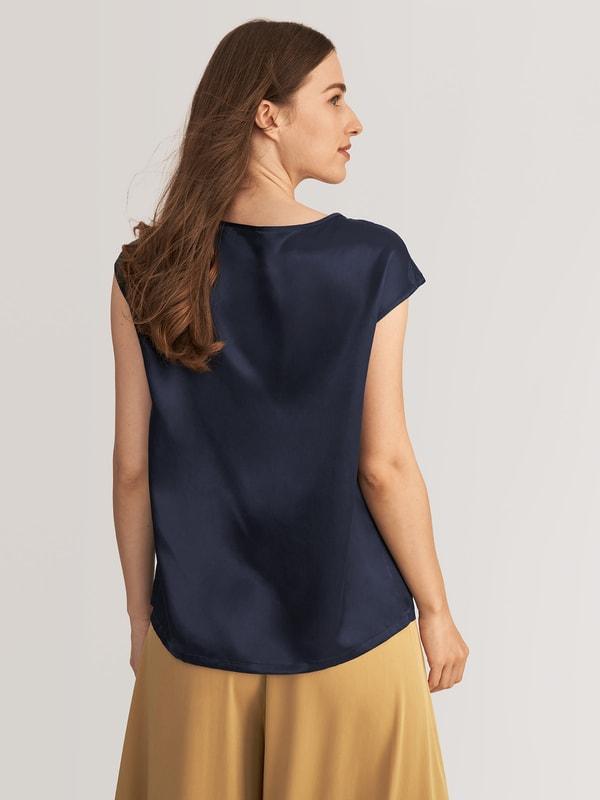 Basic Cap Sleeves Silk Tee Product Image