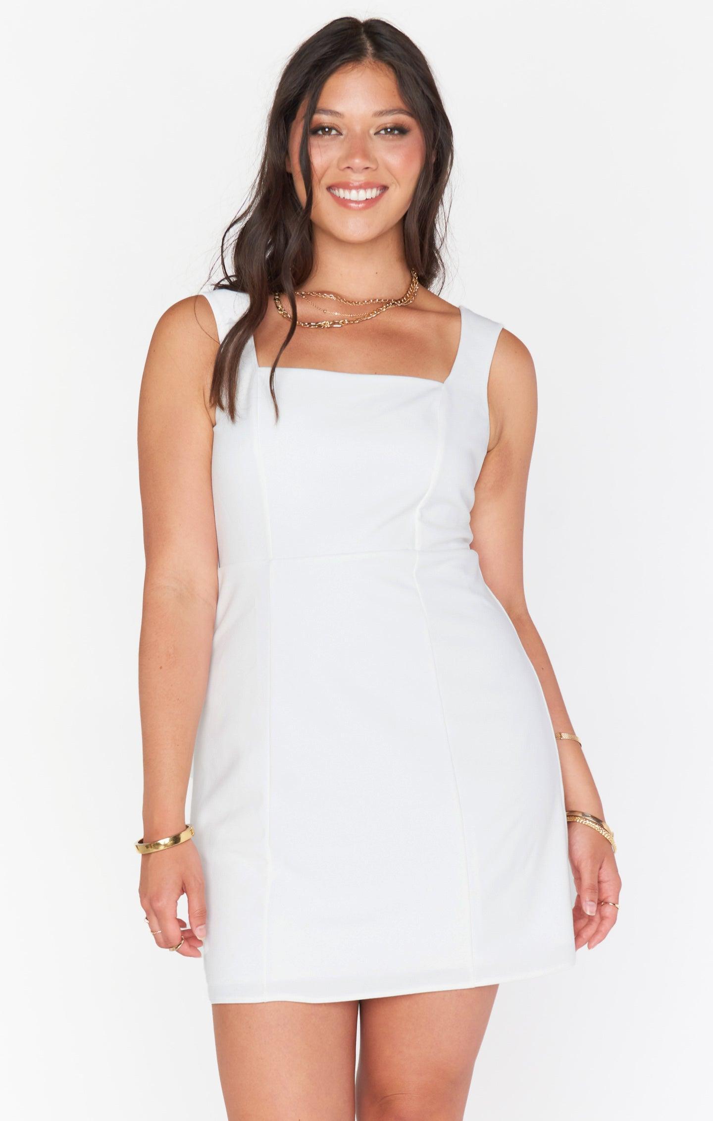 Eden Mini Dress ~ White Stretch Product Image