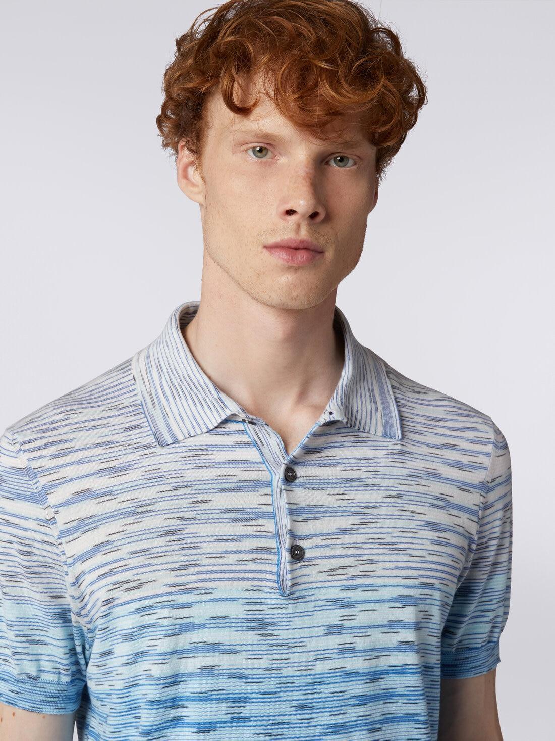 Short-sleeved polo shirt in dégradé slub cotton Multicoloured | Missoni Product Image