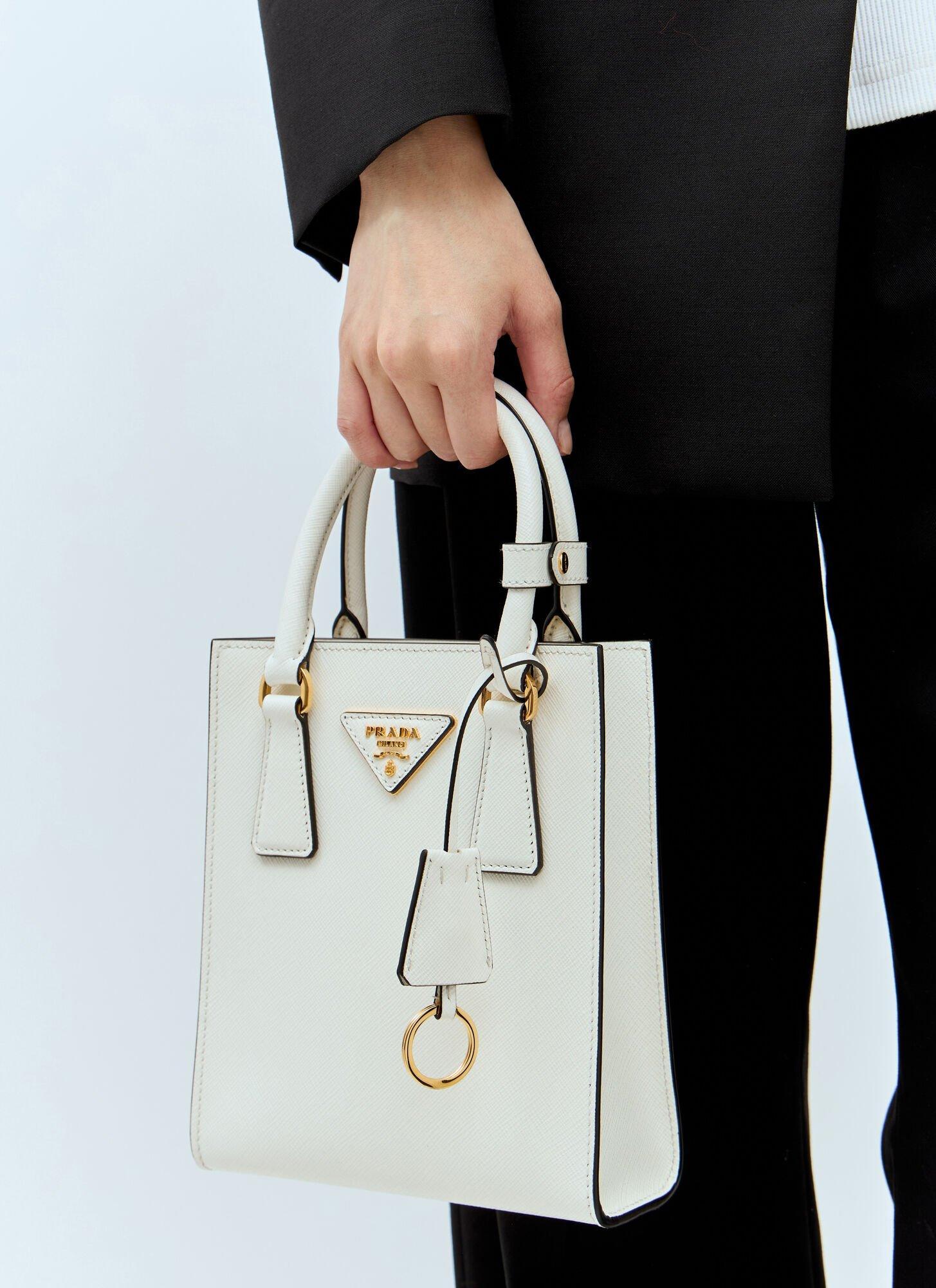 PRADA Saffiano Leather Handbag In White Product Image