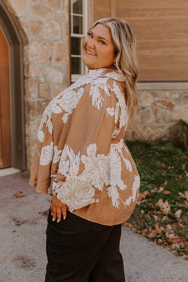 Always In Style Floral Top in Camel Curves Product Image