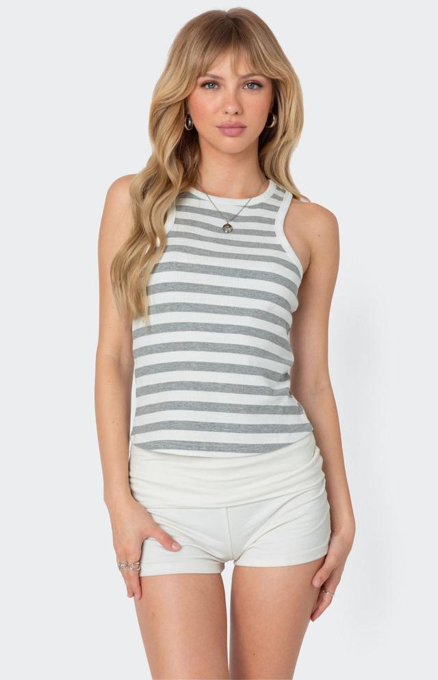 Edikted Women's Racer Striped Ribbed Tank Top Product Image