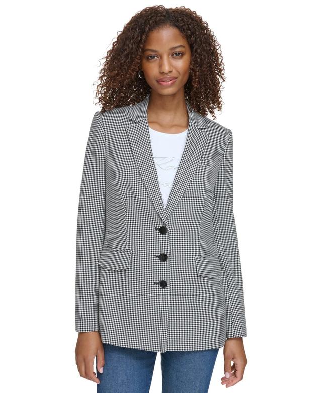 Karl Lagerfeld Paris Womens Houndstooth Blazer - Black/ Product Image