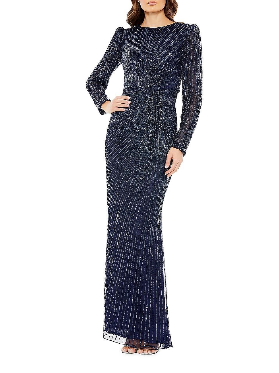 Womens Embellished Knotted Column Gown Product Image