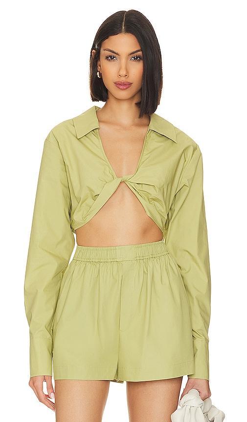 L'Academie Tereza Poplin Crop Top in Green. - size S (also in L, M, XL, XS, XXS) Product Image