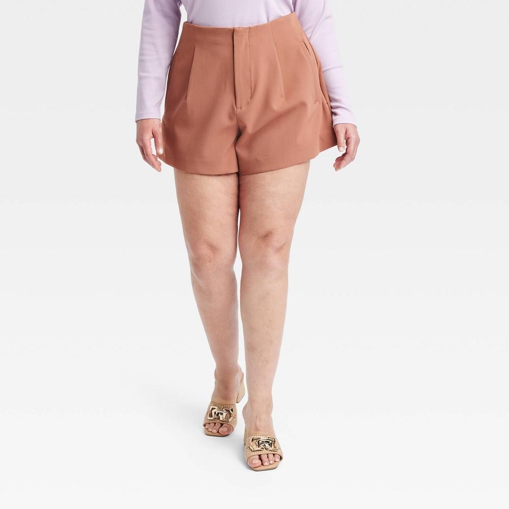 Womens High-Rise Tailored Shorts - A New Day Brown 26 product image