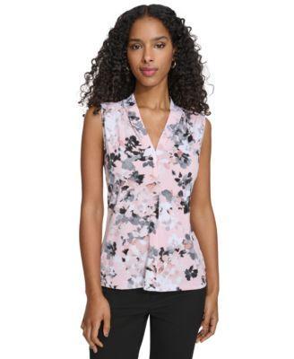 Women's Printed V-Neck Sleeveless Blouse Product Image