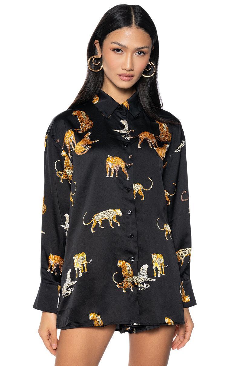 ALL THINGS CHEETAH BUTTON DOWN BLOUSE Product Image