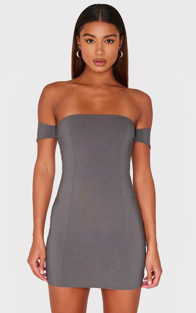 Charcoal Bardot Bengaline Bodycon Dress Product Image