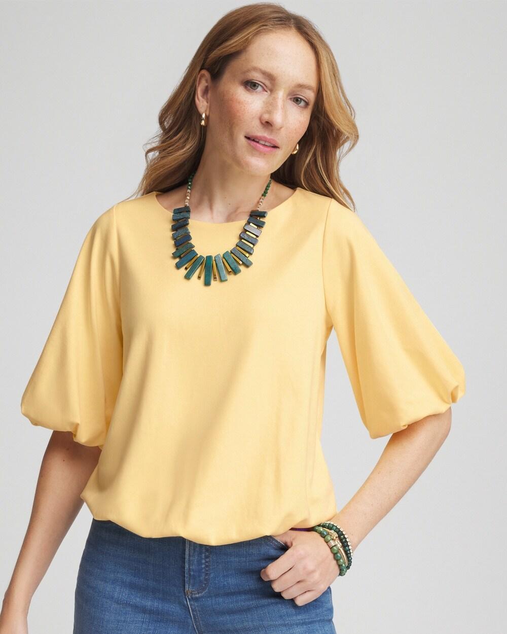 Bubble Hem Pleated Cotton Top Product Image