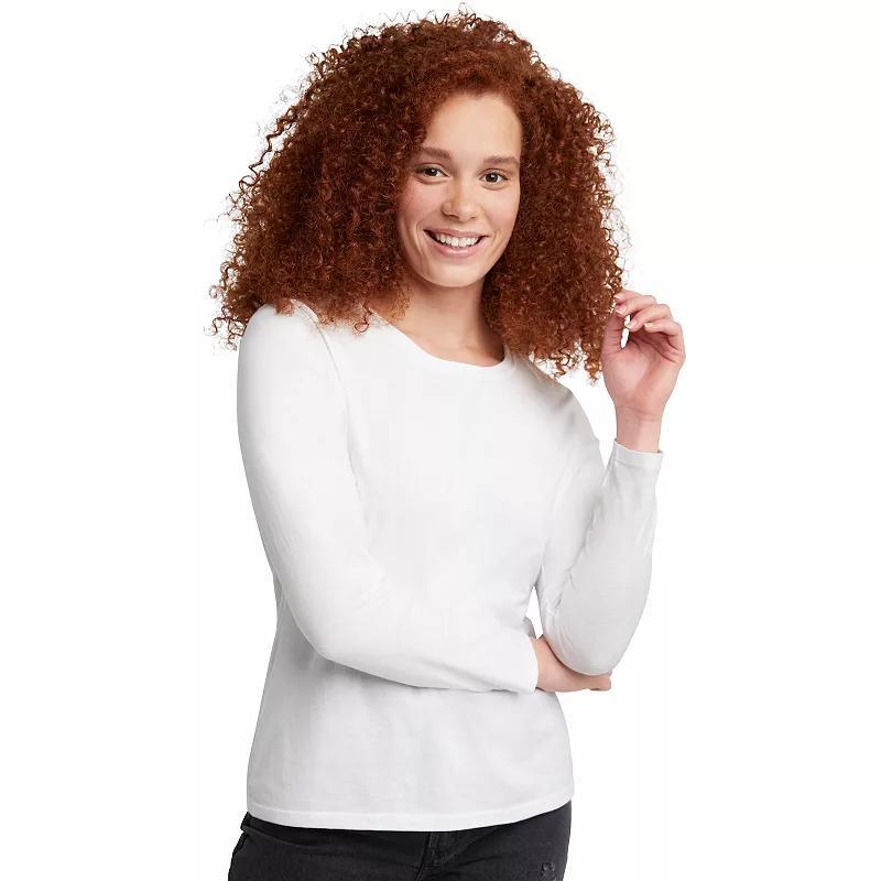 Womens Hanes Originals Long Sleeve Tee Black Product Image