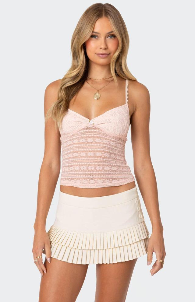 Edikted Women's Tuesday Textured Lace Tank Top Product Image