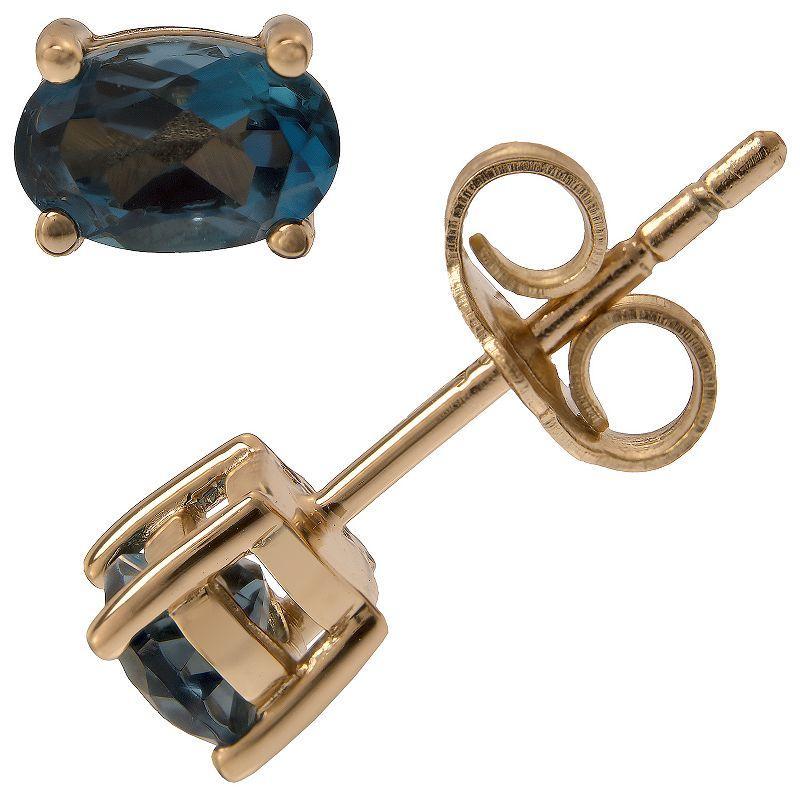 Gemistry 14k Gold London Blue Topaz Stud Earrings, Womens Product Image