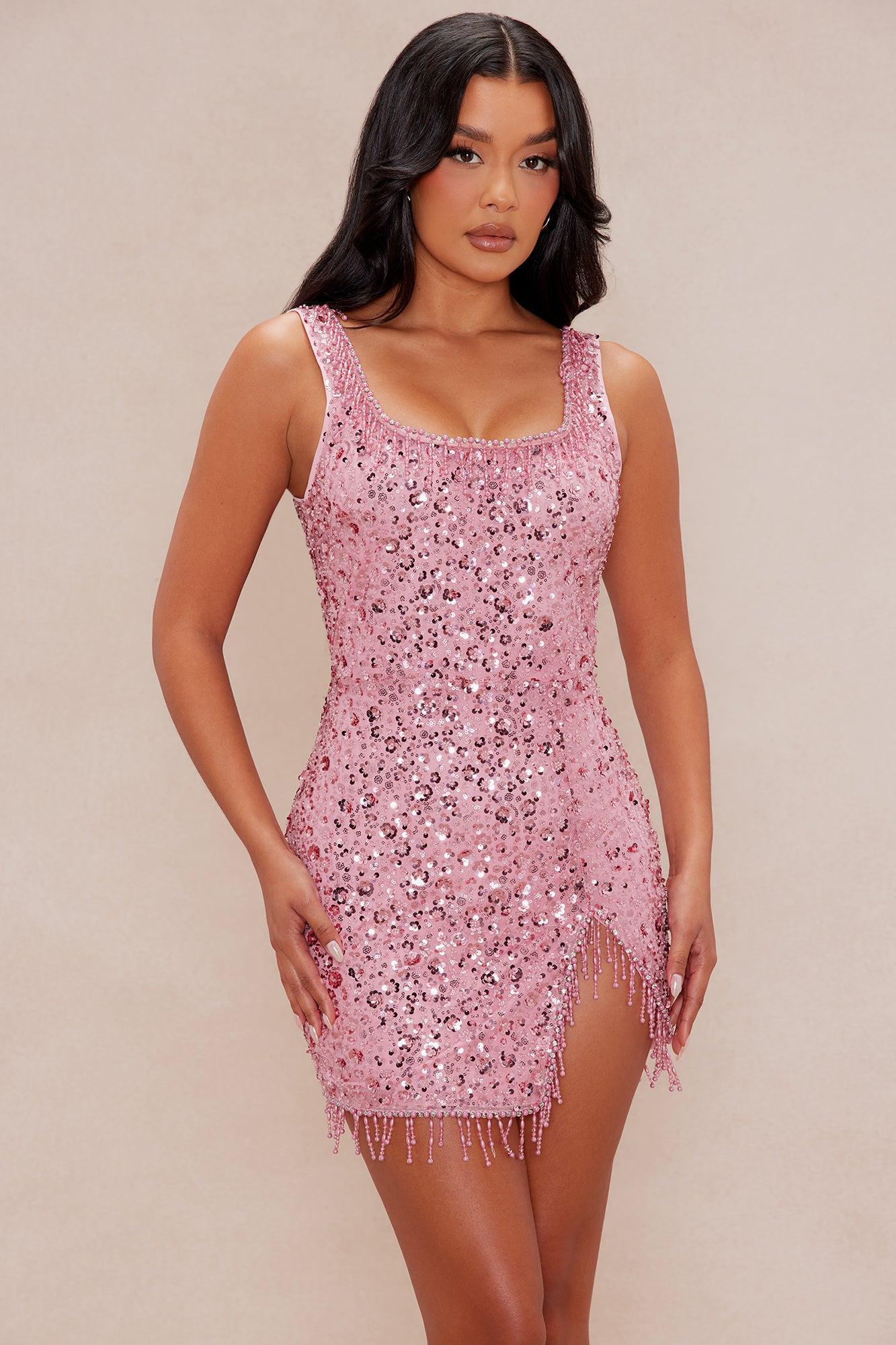 Harper Sequin Mini Dress - Mauve Product Image