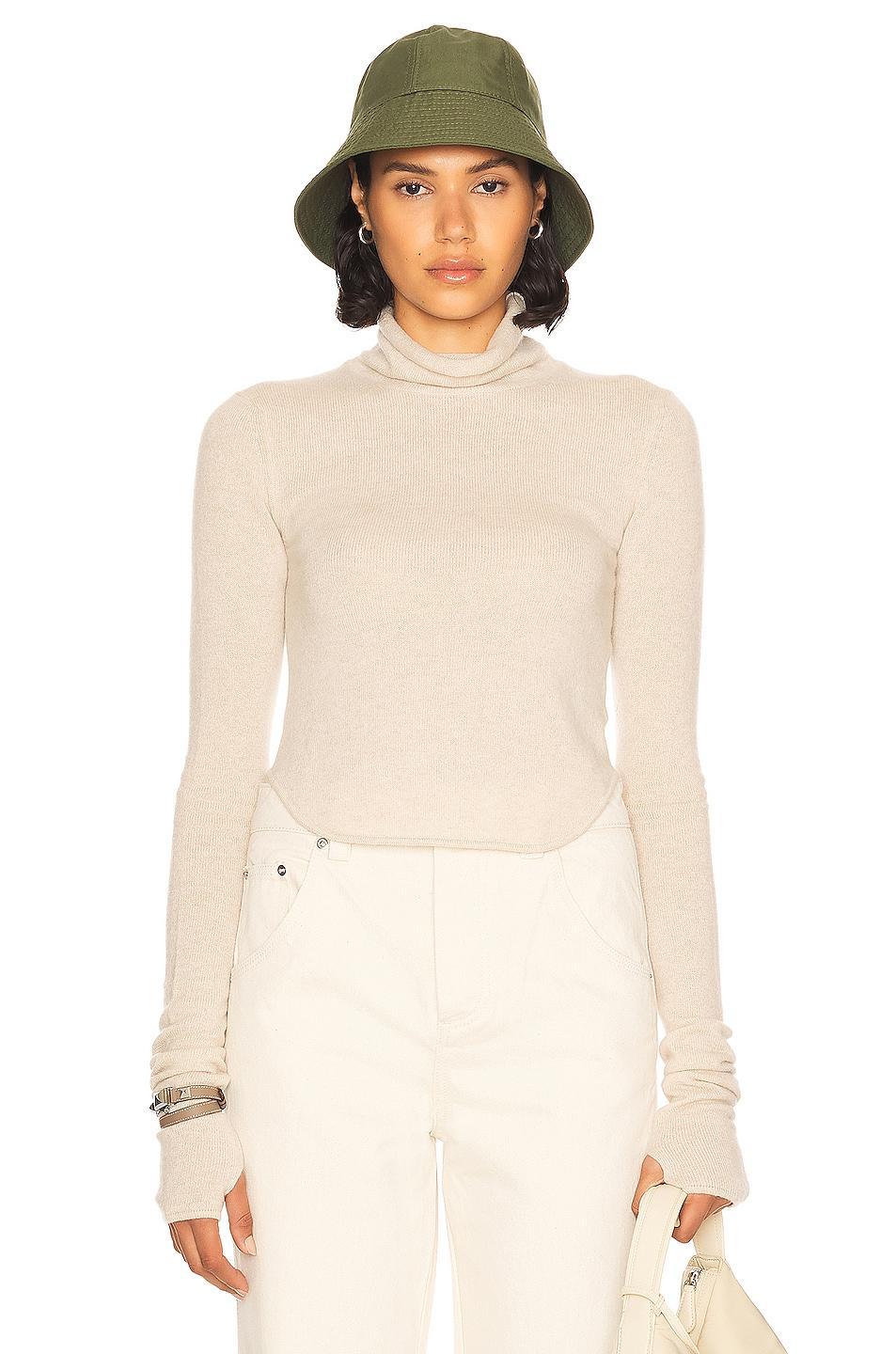 Helsa Alva Cashmere Turtleneck in Heather Oatmeal - Tan. Size XL (also in L, M, S, XS, XXS). Product Image