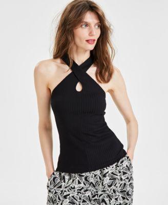 Women's Crossover Knit Halter Top, Created for Macy's Product Image