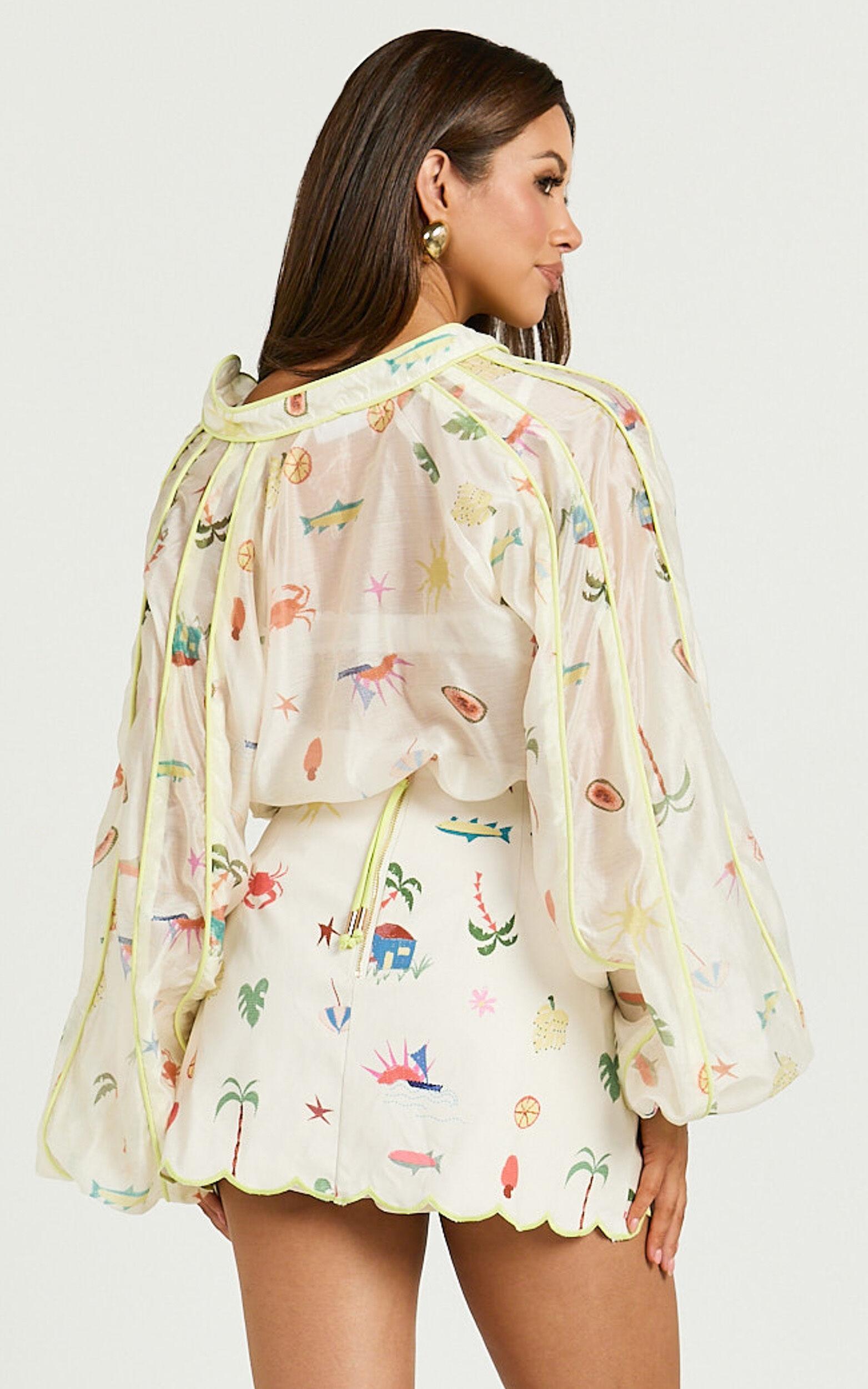 Amalie The Label - Malia Full Sleeve Button Front Blouse in Tropical Oasis Print Product Image