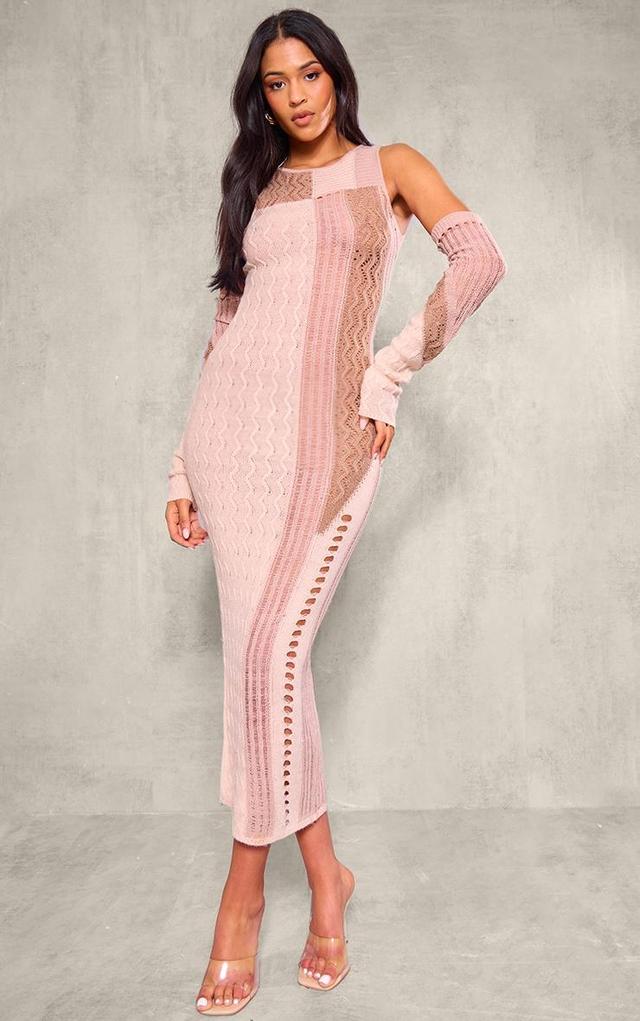 Tall Stone Knit Midi Dress With Matching Sleeves Product Image