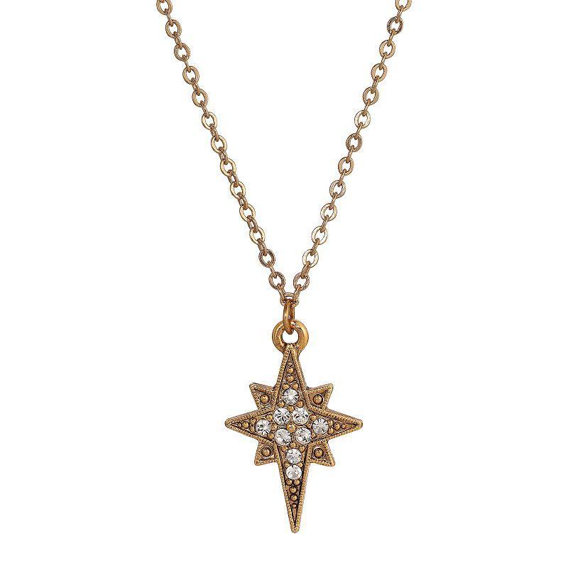 Symbols Of Faith Gold Tone Crystal Star Of Bethlehem Pendant Necklace, Womens, White Product Image