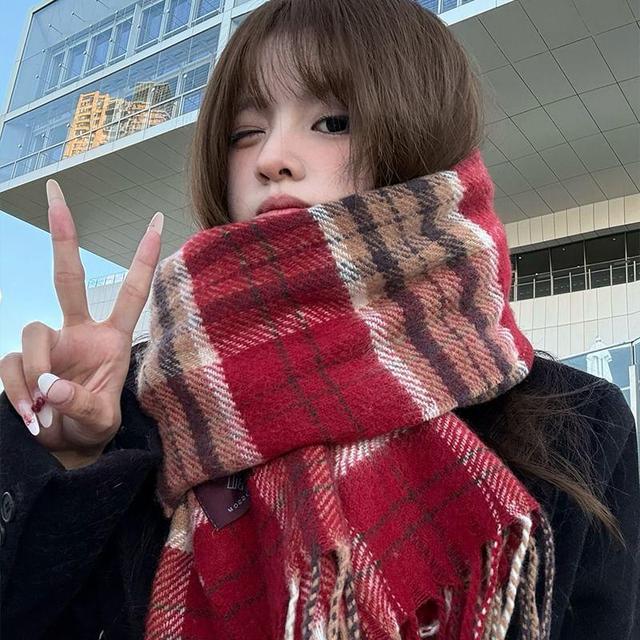 Plaid Fringe Scarf Product Image