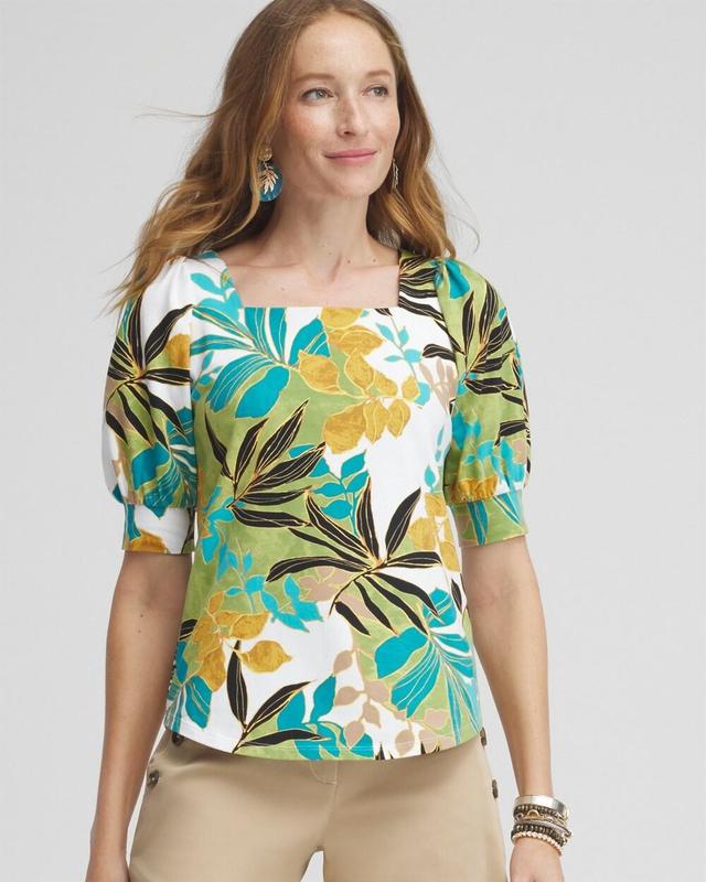 Women's Palm Print Square Neck Top Product Image