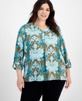 Plus Size Ornate Horizons Utility Top, Created for Macy's  Product Image