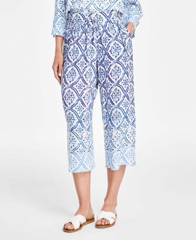 Jm Collection Womens Linen Blend Ombre Print Cropped Pants, Created for Macys Product Image