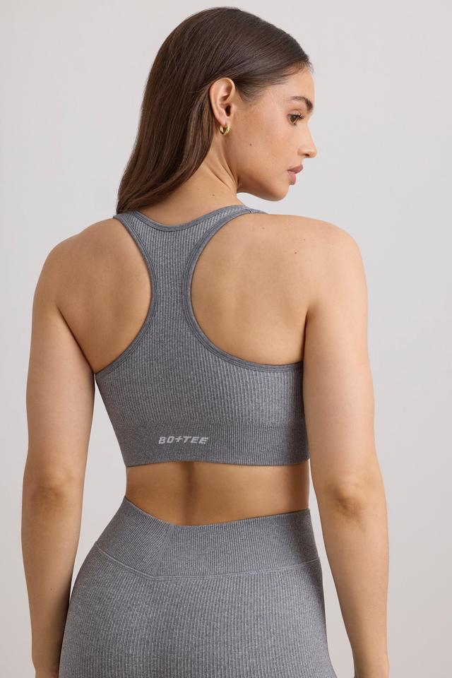 FlexiRib Wide Strap Sports Bra in Grey Melange Female Product Image