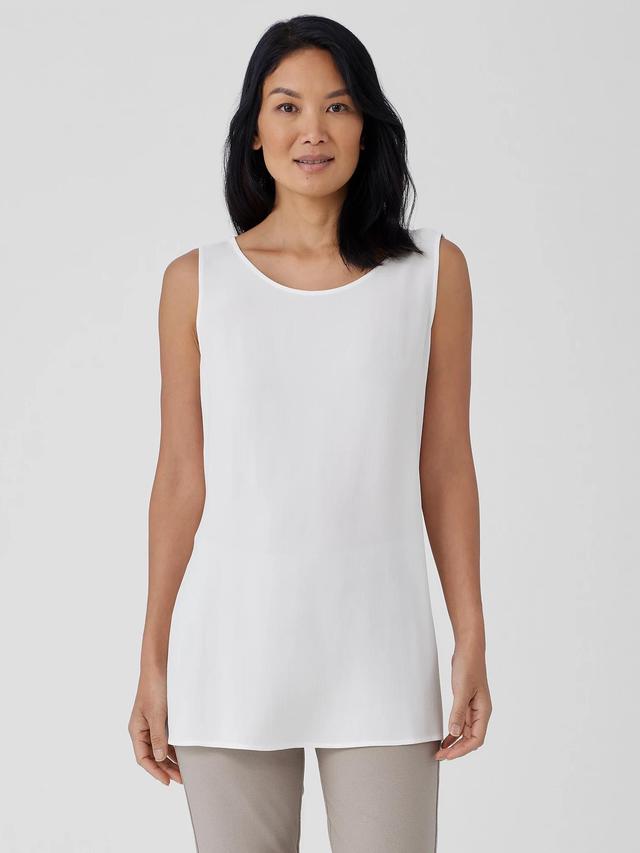 EILEEN FISHER Silk Georgette Crepe Ballet Neck Long Tankfemale Product Image