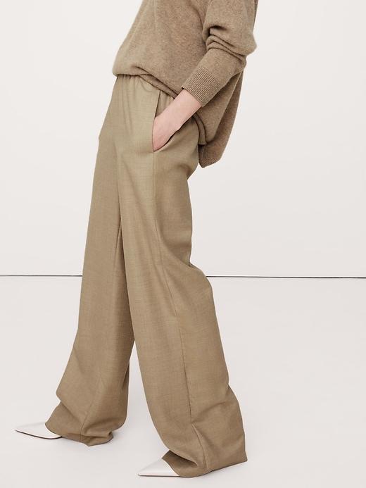 Wool Flannel Pull-On Wide-Leg Pant Product Image