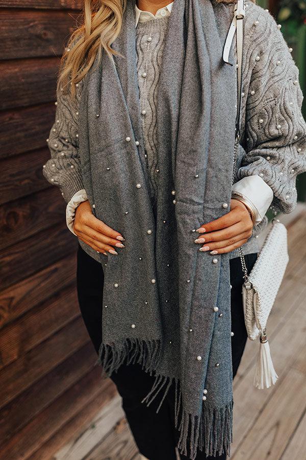 Escape To Comfort Embellished Scarf In Grey product image